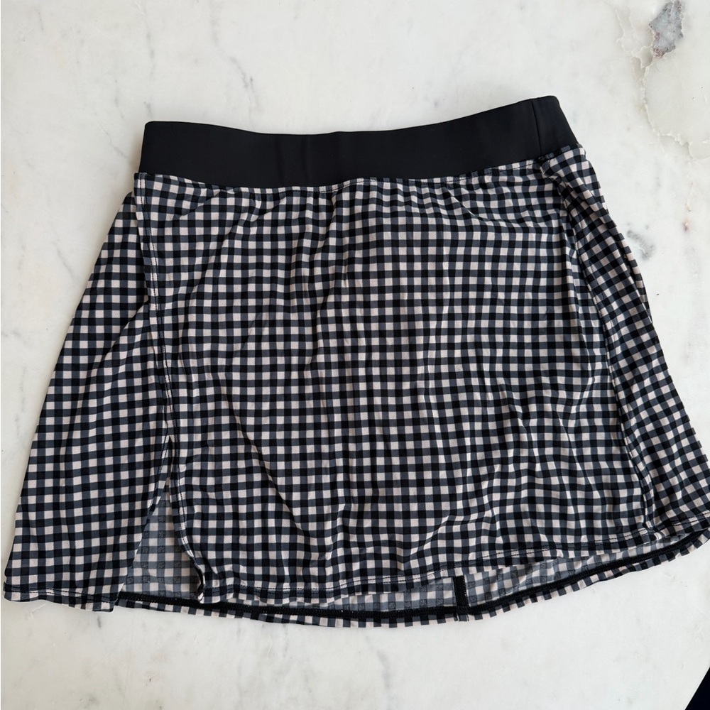 ALO Navy and White Gingham Mini Skirt